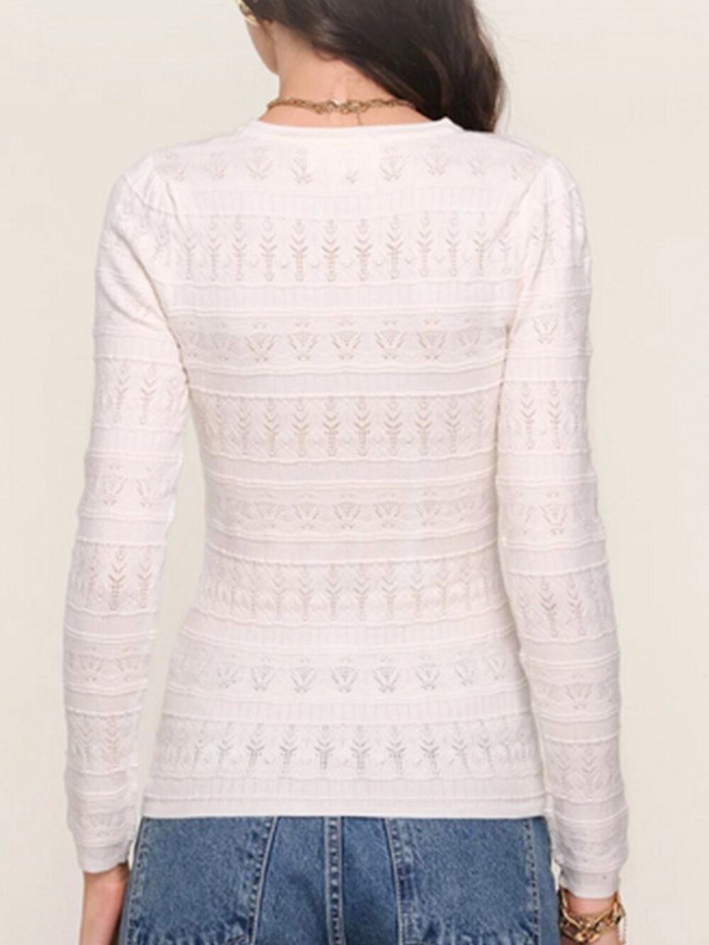 Heartloom Daisy Pointelle Knit Henley Top Sweater - Picture 3 of 12
